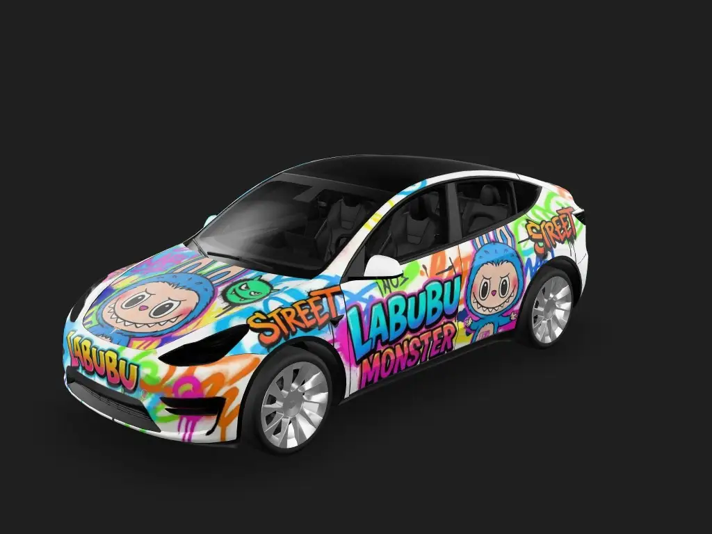 Labubu涂鸦 Y Tesla Model Y wrap - Labubu涂鸦主题...