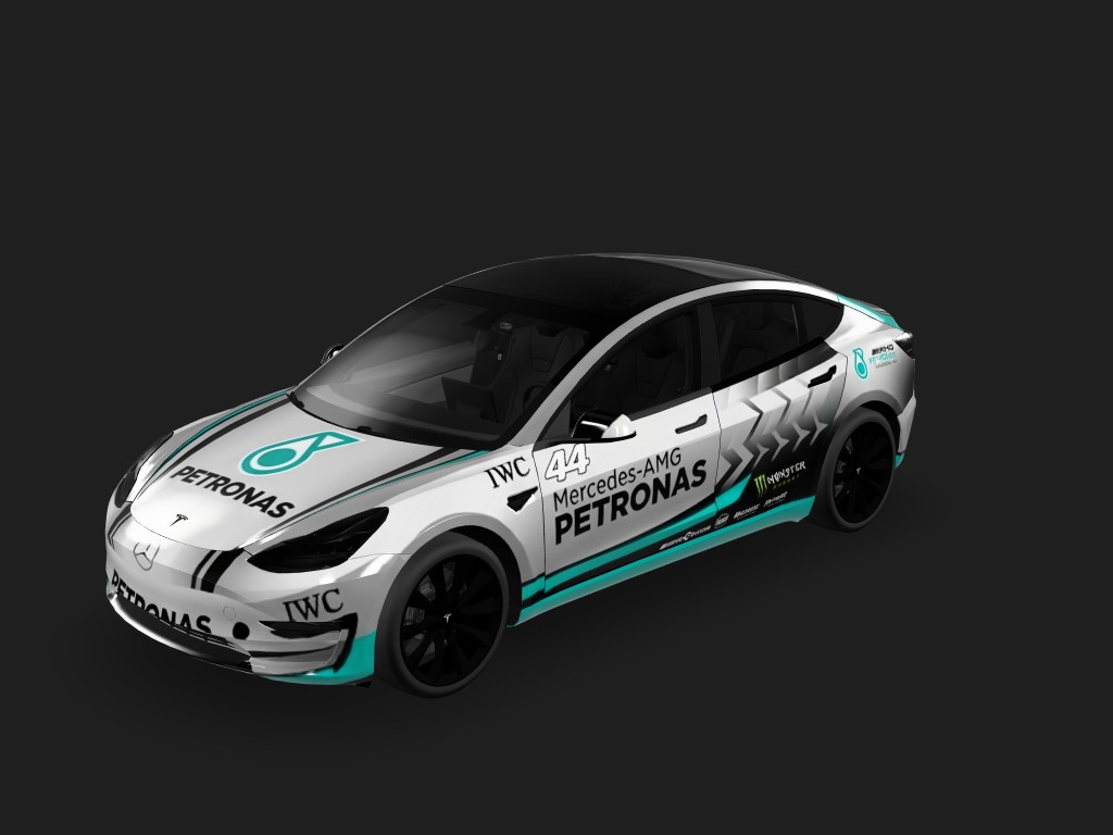 F1银箭战衣 Tesla Model 3 wrap - F1 梅赛德斯车队 赛车涂装...