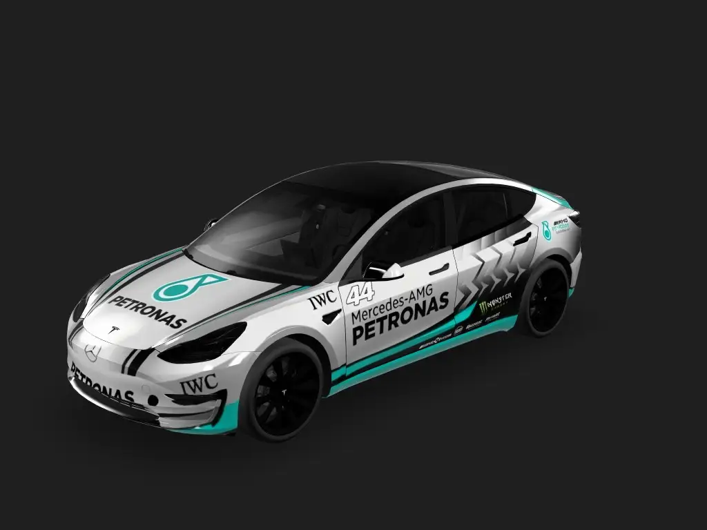 F1银箭战衣 Tesla Model 3 wrap - F1 梅赛德斯车队 赛车涂装...