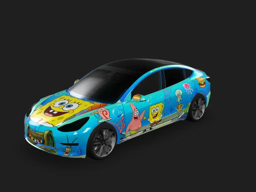 海绵宝宝主题 Tesla Model 3 wrap - 海绵宝宝主题...