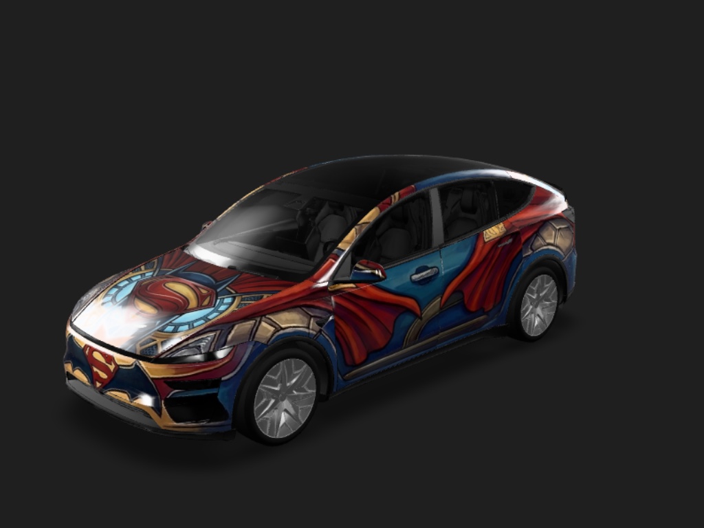 英雄集结 Tesla Model Y L wrap - 超人，蝙蝠侠，钢铁侠...