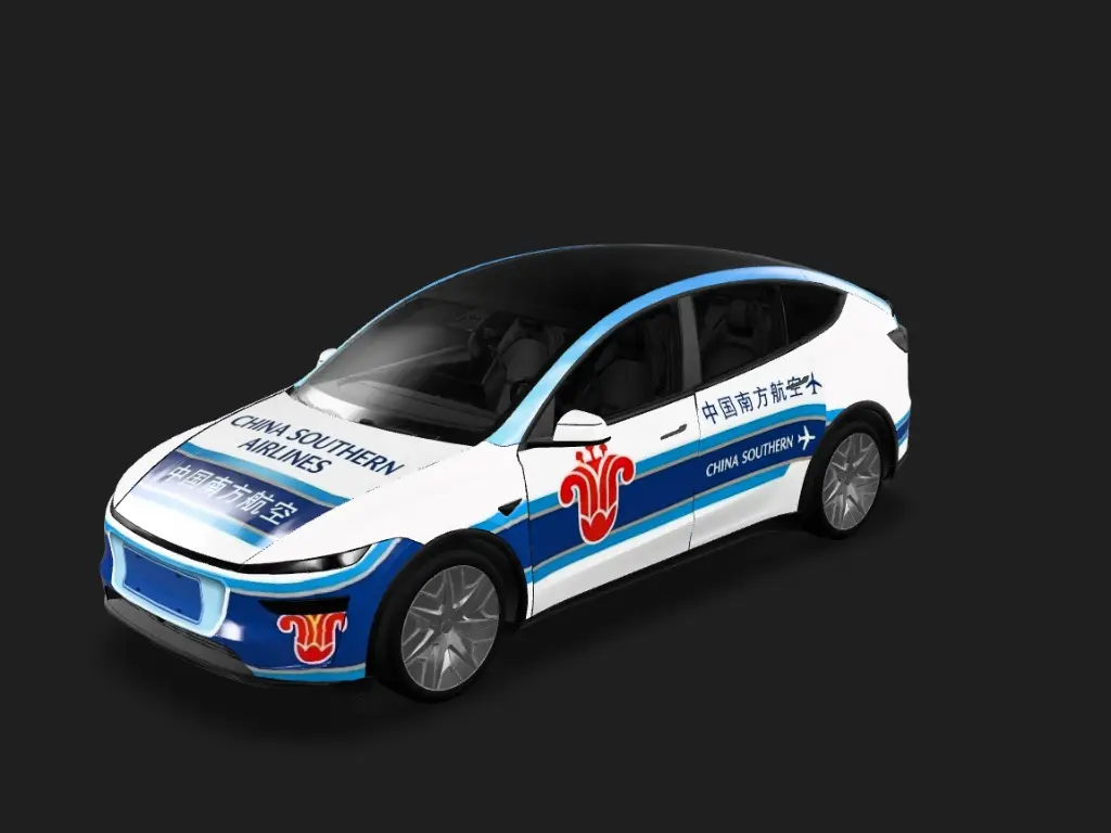 南航梦想号 Tesla Model Y L wrap - 生成南航飞机一样的涂装...