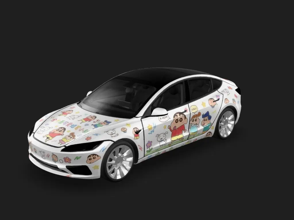 小新萌趣驾 Tesla Model 3 焕新版 wrap - 全方面可爱蜡笔小新...