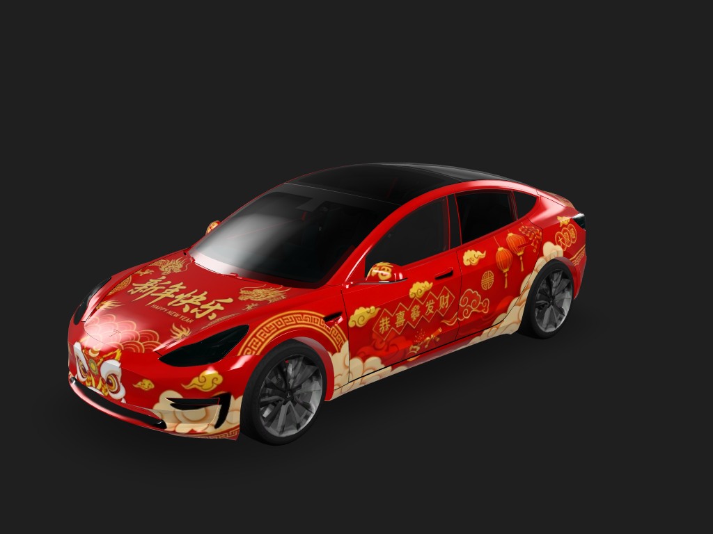 红色新年 Tesla Model 3 wrap - 红色新年...