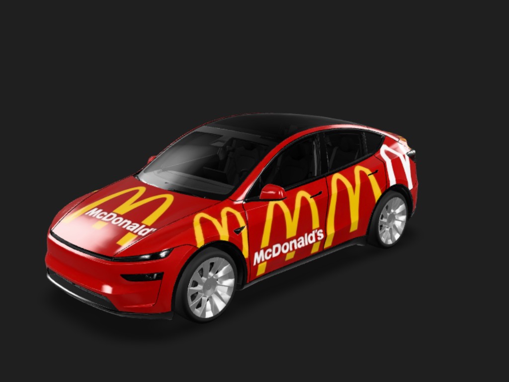红色车身，麦当劳主题 Tesla Model Y 焕新版 wrap - 红色车身，麦当劳主题...