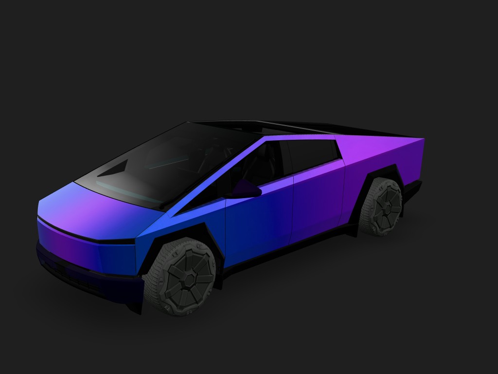 蓝紫渐变 Tesla Cybertruck wrap - 蓝紫渐变...