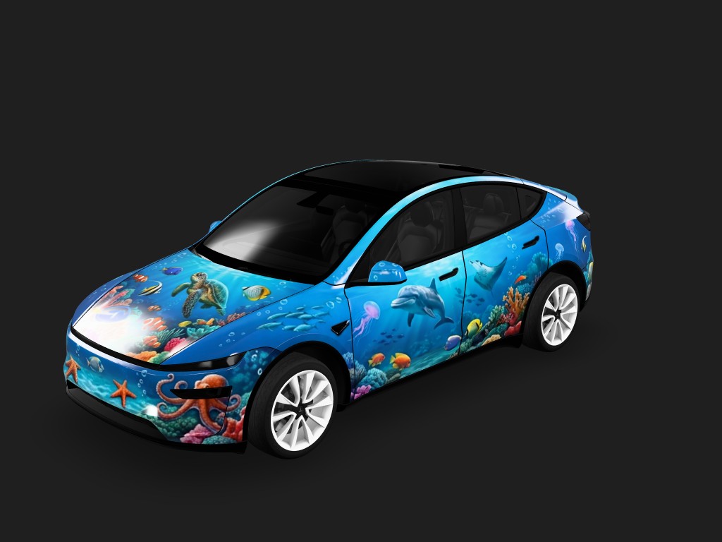 海底世界主题 Tesla Model Y 焕新版 wrap - 海底世界主题...