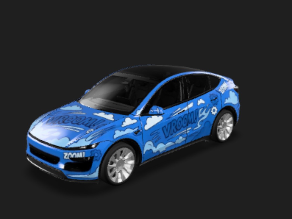 蔚蓝童趣 Tesla Model Y 焕新版 wrap - 生成一个蓝色卡通图案车漆...