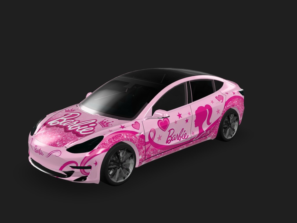 粉色车身，芭比主题 Tesla Model 3 wrap - 粉色车身，芭比主题...