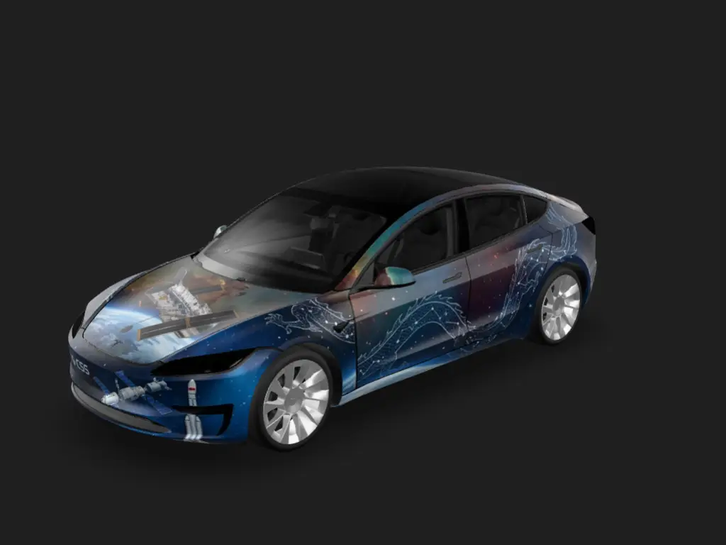 寰宇星航 Tesla Model 3 焕新版 wrap - 哈勃望远镜+中国空间站...