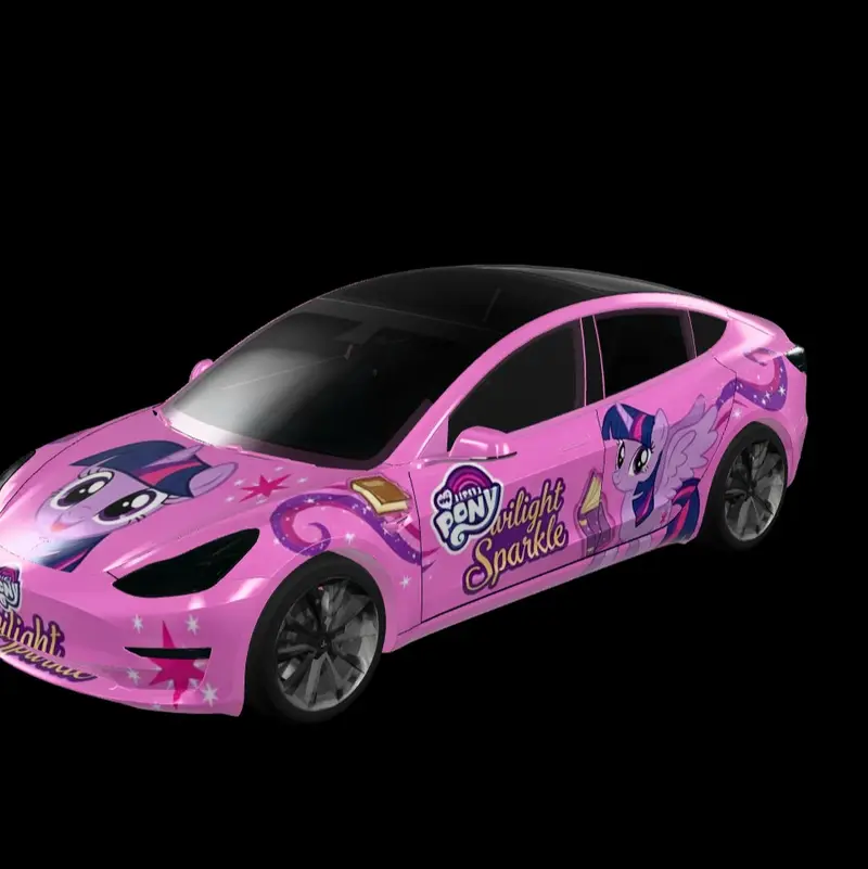 粉色车身，小马宝莉紫悦主题