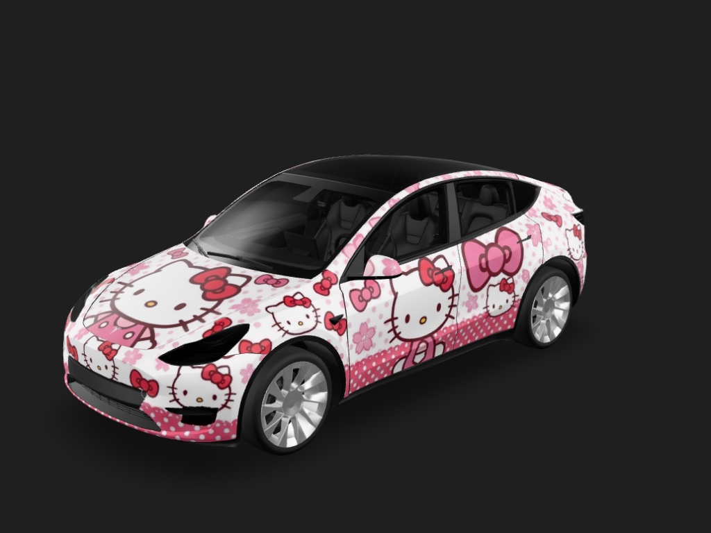 hello Kitty主题风 Tesla Model Y wrap - hello Kitty主题...
