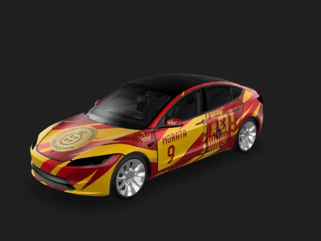 世界杯斗牛士 Tesla Model 3 焕新版 wrap - 2026 年世界杯西班牙国家队主题，以西班牙国旗为整车风格。...